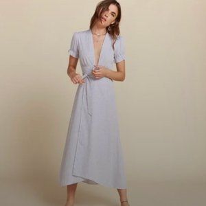 Reformation Jasmine Dress in XL, Blue/White
